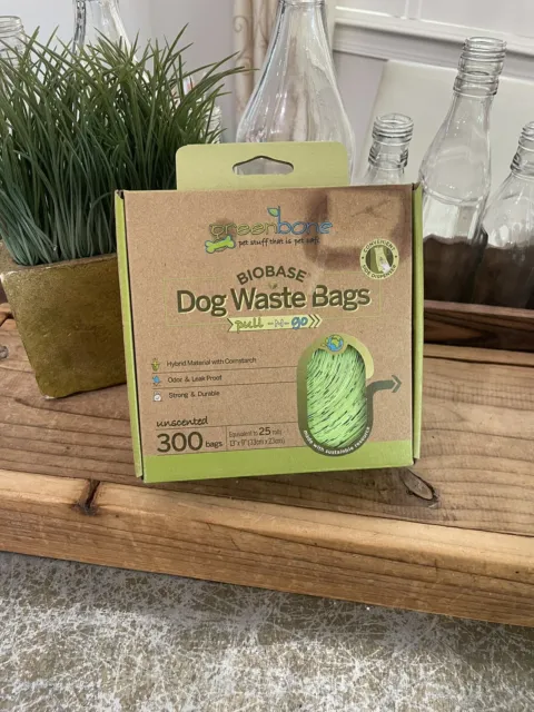 Greenbone BIOBASE Pet Waste Bags 13''X9'' GREEN Unscented 300 ct. Odor Proof