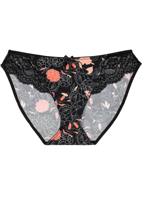Slip da donna con stampa floreale e con poliammide riciclata taglia 48/50 neri nuovi