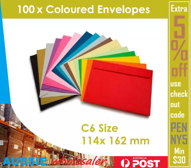 100 x Coloured Envelopes Wedding Baby Party Invitation 114 x 162 mm