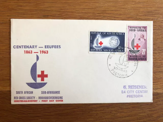 FDC South Africa 🇿🇦 Centenary Red Cross Society 1963