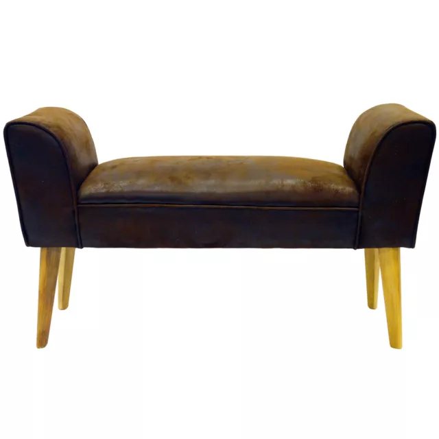 Banc/chaise chaise longue vintage en faux cuir - marron-OCH5000 2