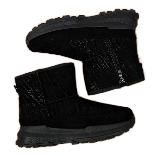News Bottes de neige en daim noir pour femme le noir
