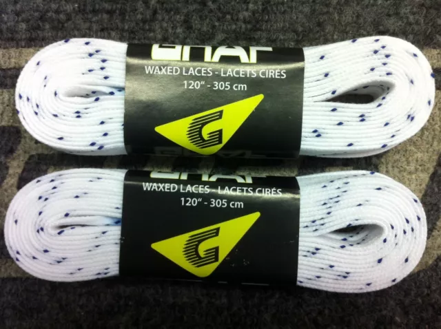 Graf Waxed Hockey Skate Laces 2-Pair Pack White Multiple Sizes *NEW*