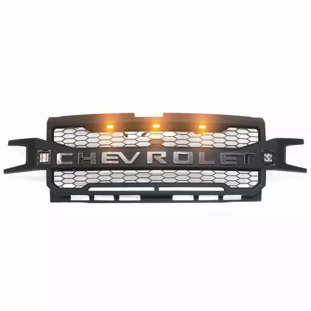 Grille for 2019 2020 Silverado 1500  Front Upper Grill w/ 3+2 Lights Matte Black 2