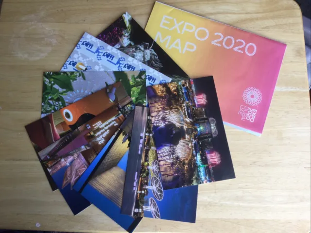 EXPO 2020 Dubai Official Map English & 8 X Official Expo Unused postcards