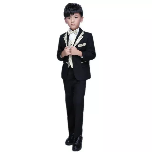 Baby Kids Page Boys Suits 5 Piece Waistcoat Wedding Costume Prom Formal Party