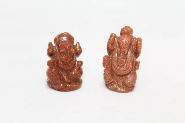 Natural Brown Golden Star Sand Stone God Ganesha Decorative Statue idol Set of 2