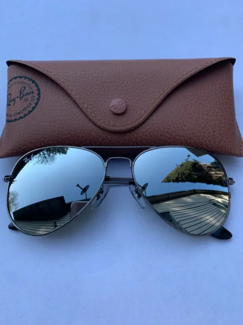 Ray-Ban Aviator Sunglasses 004/30 RB3025 58m Gunmetal Frame & Silver Mirror Lens