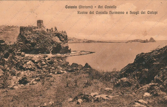 1914 ACI CASTELLO Rovine Castello Normanno Scogli dei Ciclopi Catania Cartolina