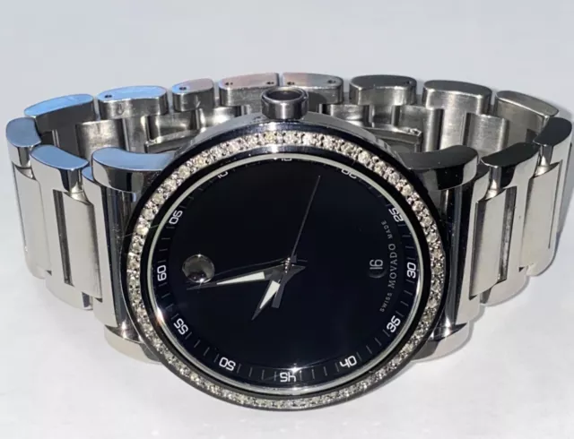 Authentic Movado Museum Sport Black Dial Diamond Men's Wristwatch