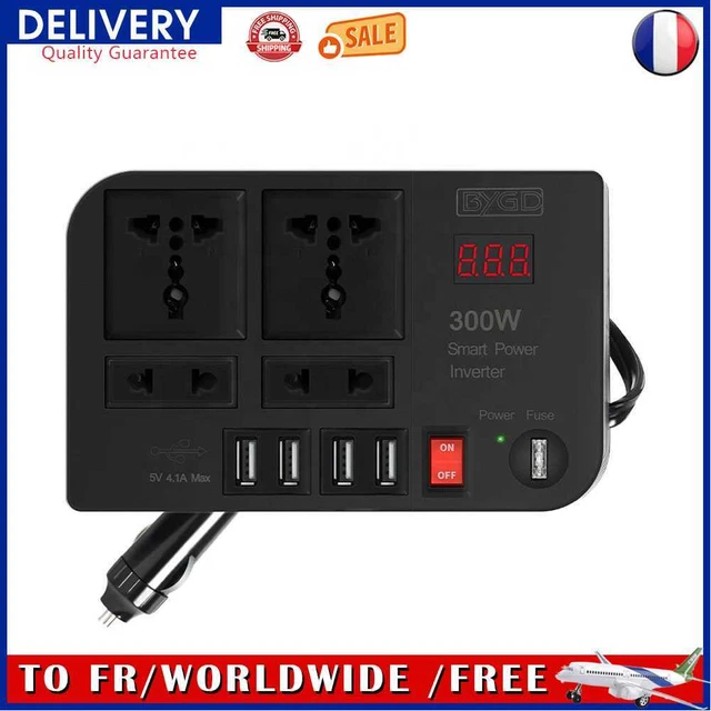 300W Car Inverter DC 12V to 220V Power Converter 4 USB Ports Socket Adapters