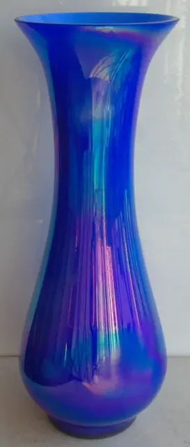 Cased Glass Vase, Swedish? with Iridescent Tones Purple & Blue, 10 inches 25cm
