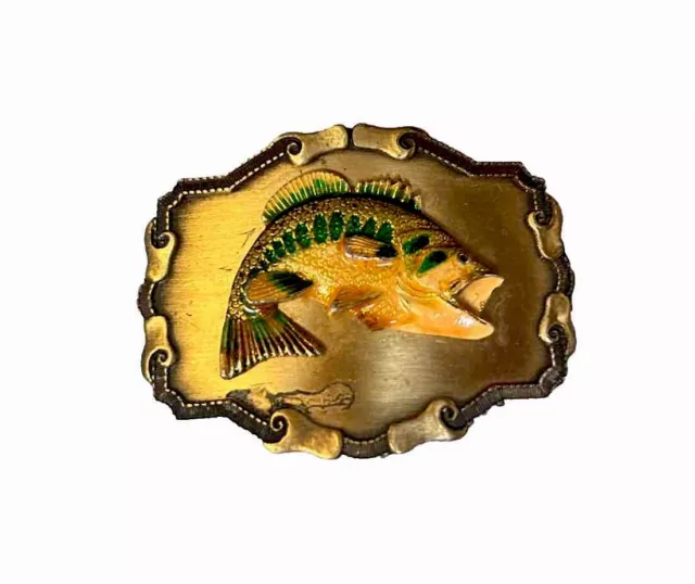 LARGE MOUTH BASS Fish Fishing Vintage 1980 Western Framed Raintree Belt  Buckle $25.00 - PicClick