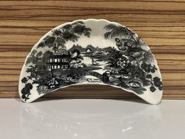 Clarice Cliff Tonquin Black Crescent Bone Dish Royal Staffordshire •