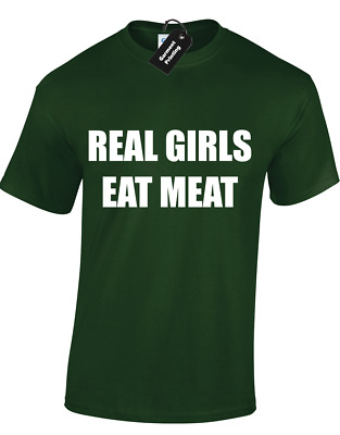 Le ragazze reali Mangiare Carne Da Uomo T Shirt Divertente Barbecue Grill STEAK Bacon affamati Cibo Festa"