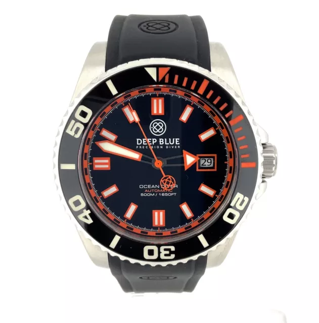 Deep Blue Ocean Diver Automatic 500M Black/Orange 44mm Exhibition Men’s Watch