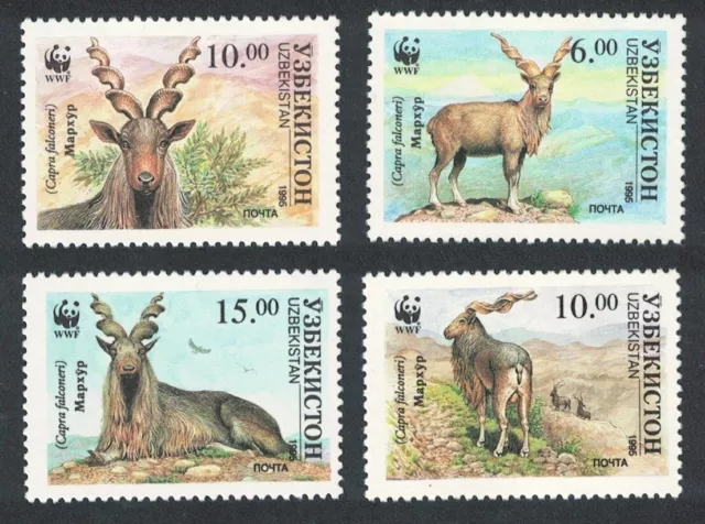 Uzbekistan WWF Markhor Screw Horn Goat 4v 1995 MNH SG#62-65 MI#61-64