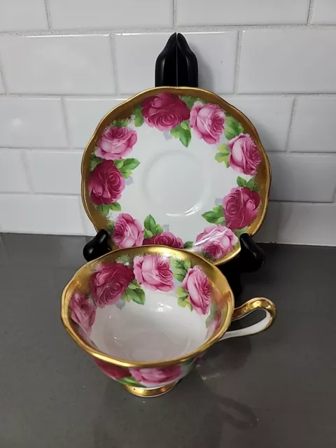 Royal Albert Tea Cup & Saucer Old English Rose Bone China Heavy Gold England