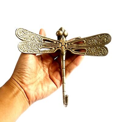 Vintage Brass Decor Dragonfly Hanger Over The Door Hook Clothing Organizer Clip
