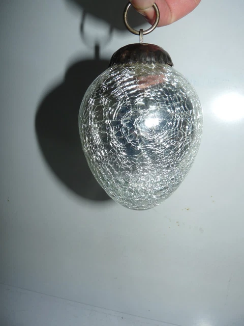 Ancienne Boule De Noël En Verre Églomisé / Mercurisé - Très Bon État