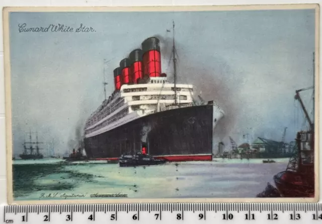 RMS AQUATANIA Postcard White Star Line Cunard Luxury Liner Sister Lusitania