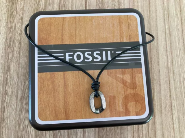 ⌚ Collier Pour Homme Pendentif Fossil en Cuir et Acier