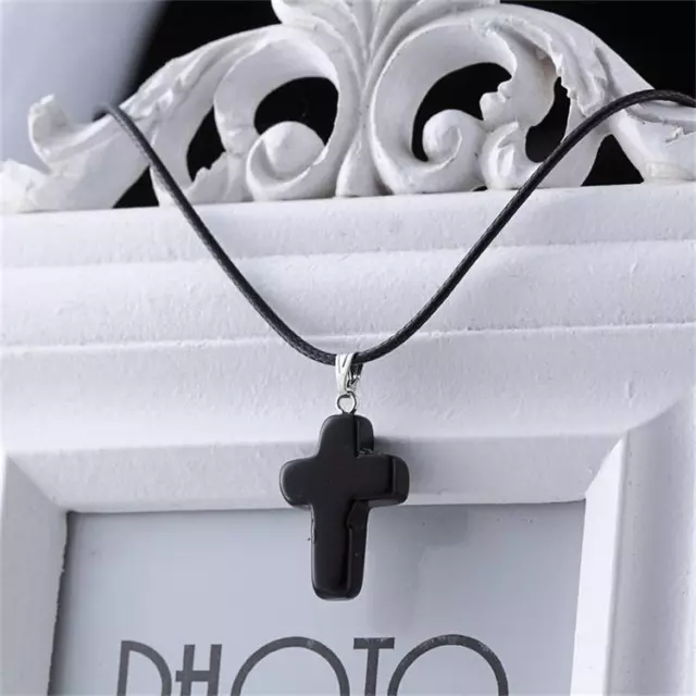 Natural Quartz Crystal Stone Chakra Healing Gemstone Cross Pendant Necklace
