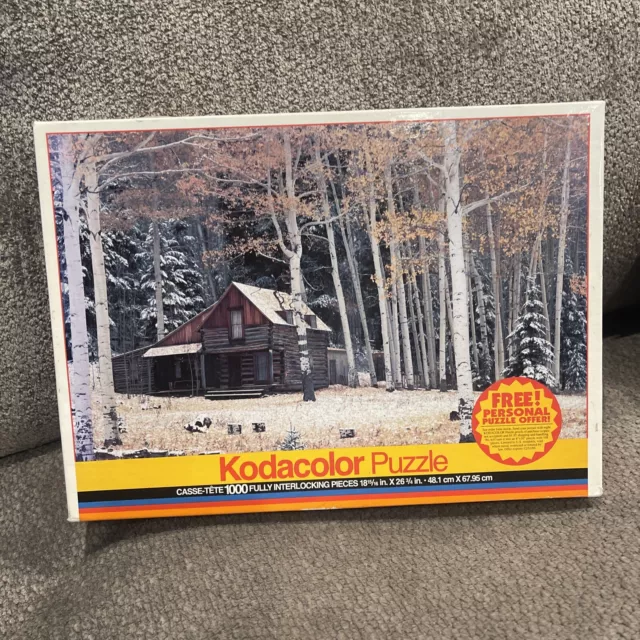 Kodacolor RoseArt Puzzle CABIN AND ASPENS 18” X 26”  1000 Piece Jigsaw