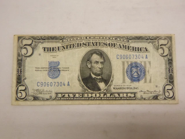 1934 Series $5 Five Dollar Silver Certificate