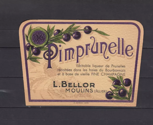 Ancienne étiquette    Alcool  France  Liqueur de Prunelles Prune Prinpunelle