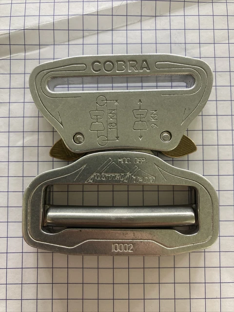 Ceinture UKOM Légère 2,5 Cm - Boucle Austrialpin Cobra Noire - Nylon - Taille Ajustable - Neuf Avec étiquettes