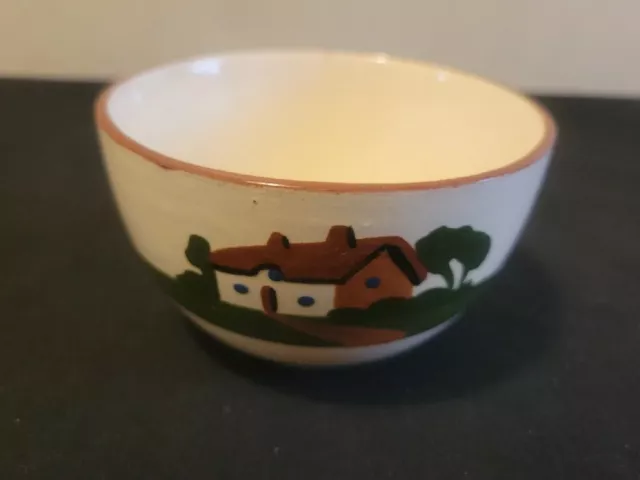 Dartmouth Pottery Devon England Motto Ware Bowl House And Trees Image