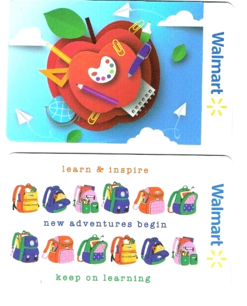 Walmart Gift Card 2023 - Lot of 2 - Apple - School - Collectible - No Value