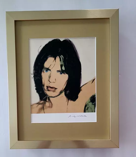 ANDY WARHOL + GORGEOUS 1980's SIGNED + MICK JAGGER + PRINT MATTED & FRAMED