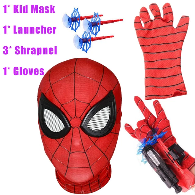 SPIDERMAN KIDS 3D Mask Glove Superhero Launcher Props Shooter Blaster