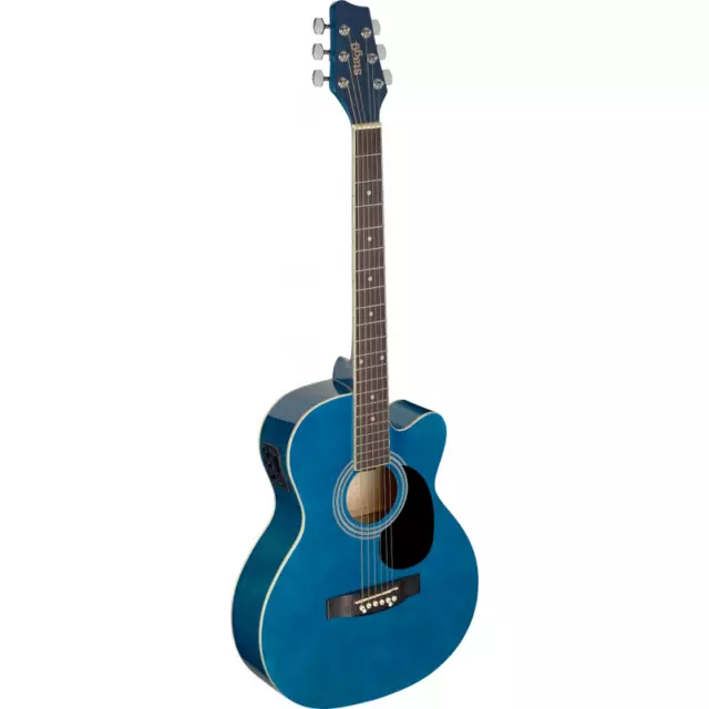 Guitare Electro Accoustique Auditorium Couleur Bleu Pan Coupe Table Tilleul