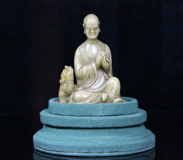 Chinese Exquisite Handmade Luohan carving Shoushan Stone Statue