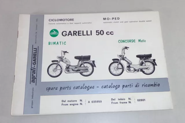 Teilekatalog Garelli 50cc Mofa Bimatic + Concorde Matic von 1974