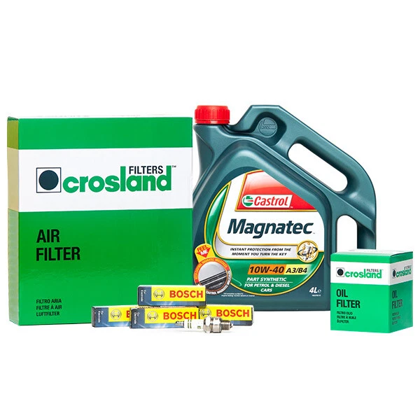 CASTROL MAGNATEC 10W40 Engine Oil 4L + Oil & Air Filter & 4 Spark Plugs ...