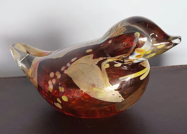 Glory Art Glass bird paperweight. Made on the Isle of Wight. Signed and dated.