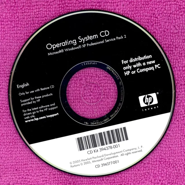 HP Compaq Reinstallation CD for Windows XP SP2 Operating System Part. 394377-001