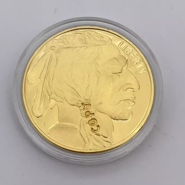 BUFFALO GOLD COIN *Copy* Indian Head Coin Gold Plated 2019 SOLD AS SEEN ...