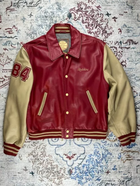 Blouson teddy baseball Redskins 84 Garment en cuir vintage leather jacket