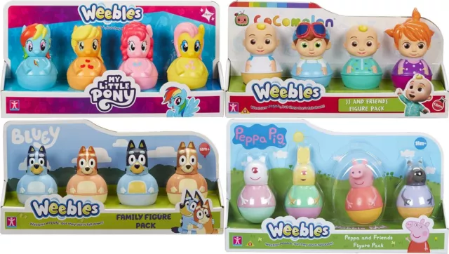 Weebles 4 Figure Pack Moulded Figures Peppa Pig Cocomelon Bluey My Little Pony