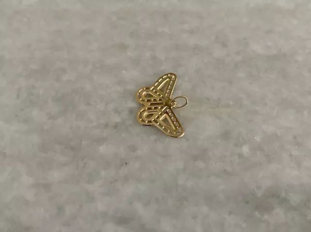 Beautiful 14k Yellow Gold Filigree Cut Out Butterfly Charm Pendant 3