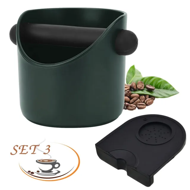 Coffee Residue Bin Bucket Espresso Grounds Knock Box with Tamp Tube Bar With Mat