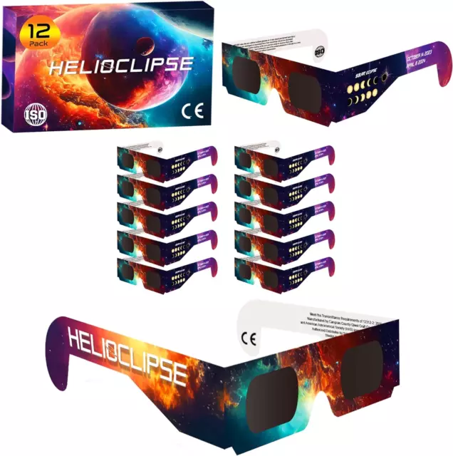 SOLAR ECLIPSE GLASSES AAS Approved 2024 [12 Pack] Trusted for Direct