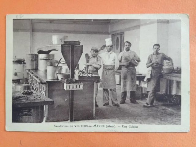 Carte Postale Ancienne 1920 SANATORIUM de VILLIERS sur MARNE Aisne UNE CUISINE