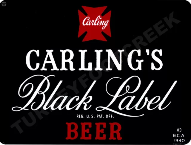 Carlings Black Label Beer 1940 9" x 12" Metal Sign