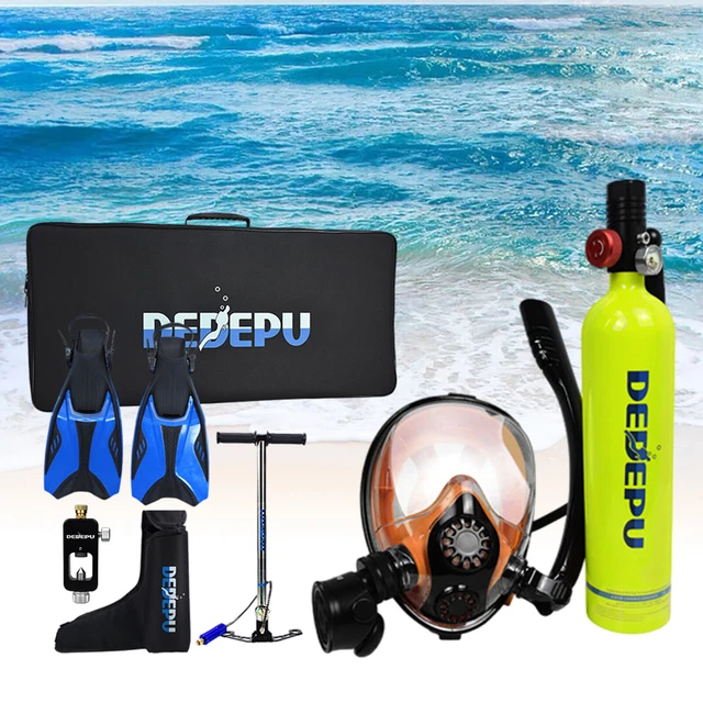 SCUBA DIVING KIT Full Face Snorkel Mask 1L Oxygen Tank Pump Equipment